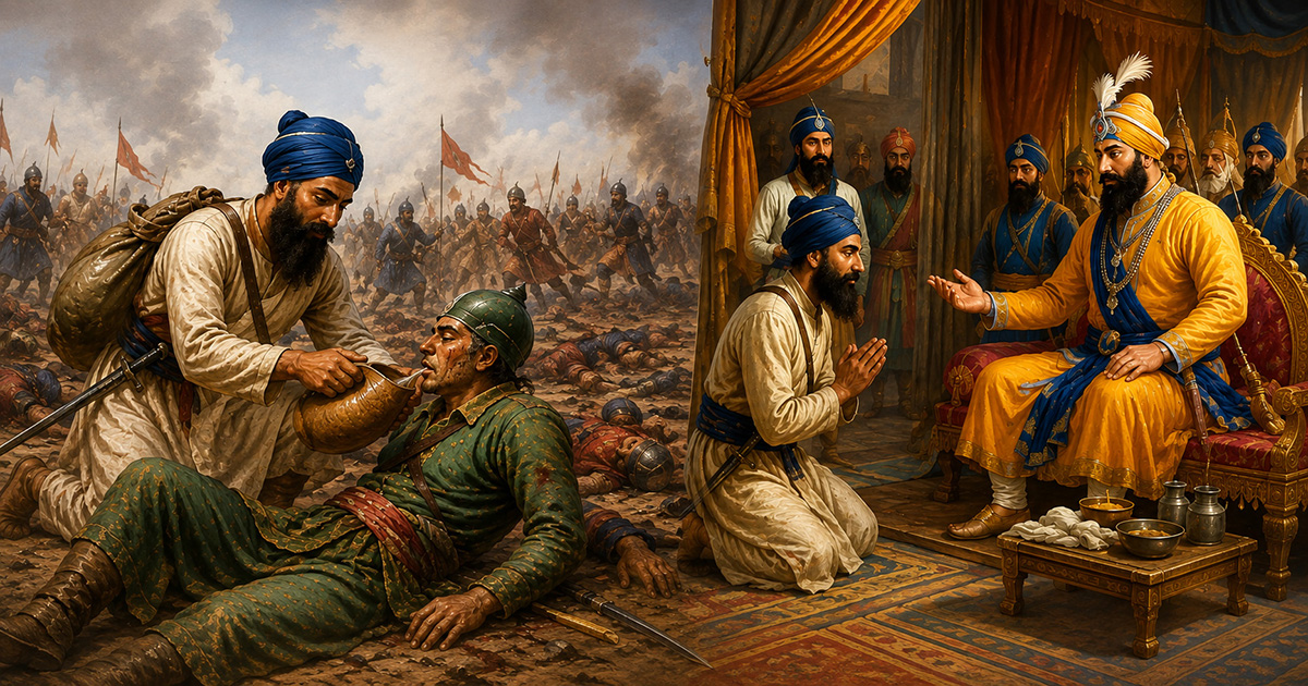 When Guru Gobind Singh Ji Ordered Even Enemy Soldiers to Receive Medical Care: The Remarkable Story of Bhai Kanhaiya Ji