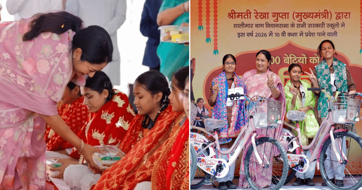 CM Rekha Gupta Links Cultural Tradition with Girls’ Mobility Push, Distributes Cycles to 1,100 Students
