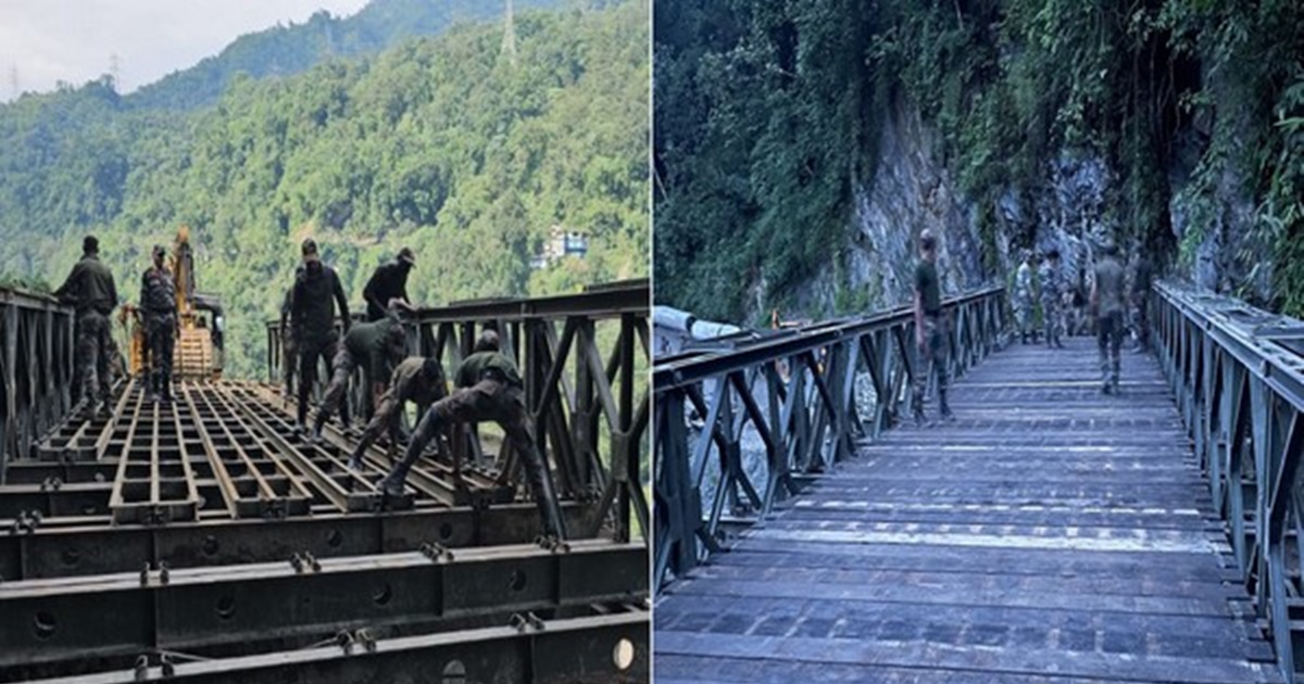 Indian Army Constructs 70-Feet Bailey Bridge In Flood-Hit Sikkim In Less Than 72 Hours