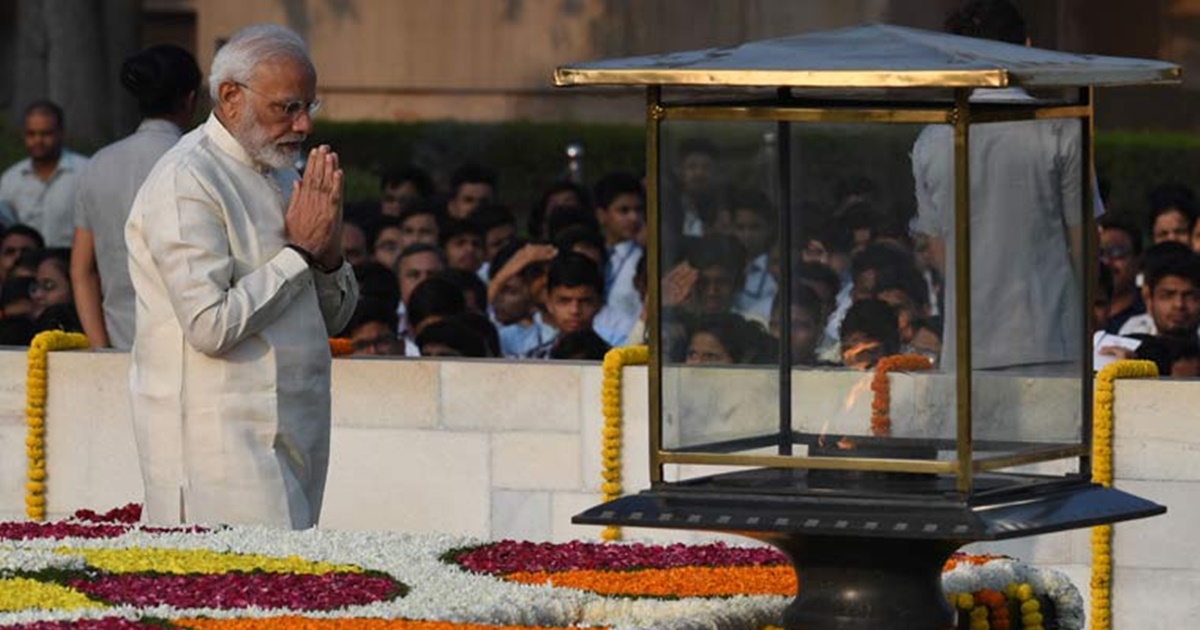 Prime Minister Modi Arrives At Rajghat, Pays Tribute To Mahatma Gandhi