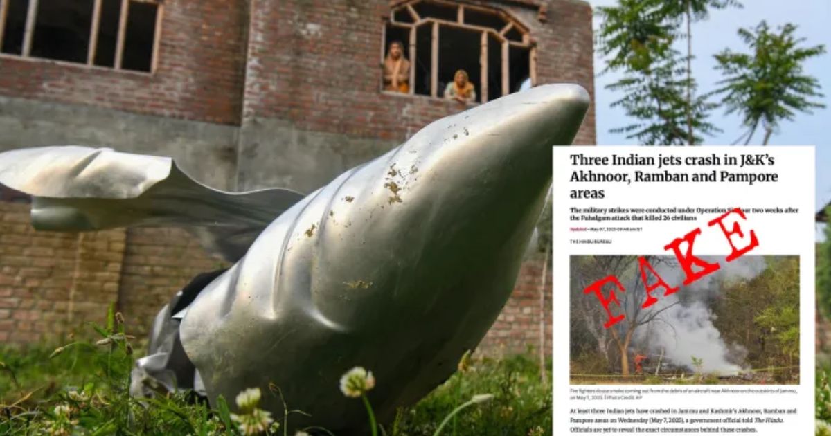 Three Indian Fighter Jets Crashed In Jammu & Kashmir, The Hindu Publishes Pakistani Propaganda