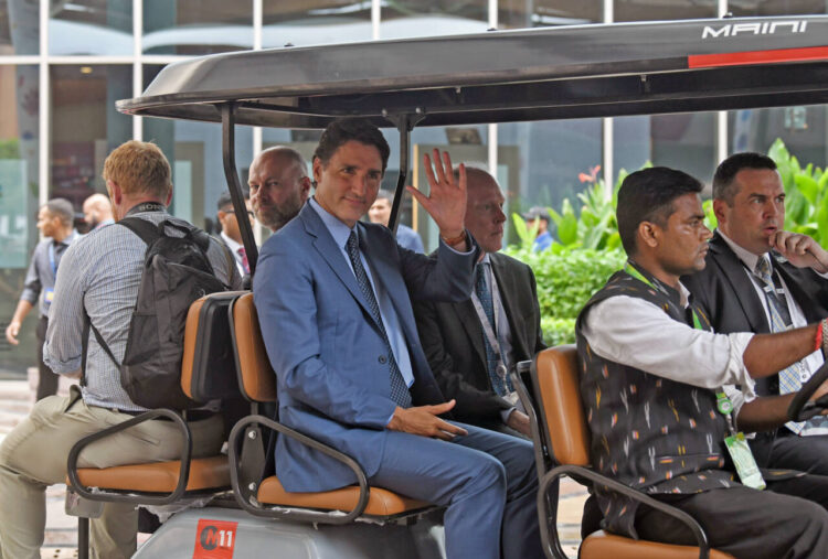 New Delhi, Sept 10 (ANI): Canadian Prime Minister Justin Trudeau leaves the International Media Centre after addressing a press conference regarding the G20 Leaders' Summit, in New Delhi on Sunday. (ANI Photo/Shrikant Singh)