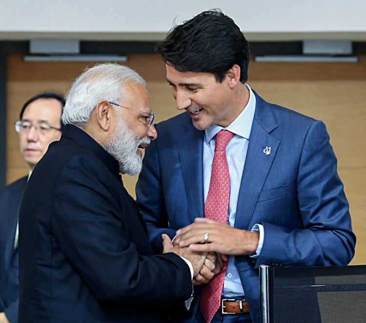 Montreal [Canada], Sept 29 (ANI): (File Picture) Canadian Prime Minister Justin Trudeau with Prime Minister Narendra Modi as he said in a statement that Canada is committed to building closer ties with India, despite 'credible allegations' of the Indian government's involvement in the killing of Khalistani separatist Hardeep Singh Nijjar, as per Canada-based National Post reported. (ANI Photo)