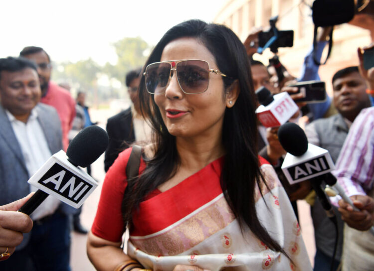 New Delhi, Dec 08 (ANI): Trinamool Congress (TMC) MP Mahua Moitra speaks to the media at Parliament House during the Winter Session, in New Delhi on Friday. (ANI Photo/Rahul Singh)