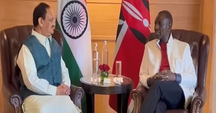 JP Nadda meets Kenyan President William Samoei Ruto in New Delhi