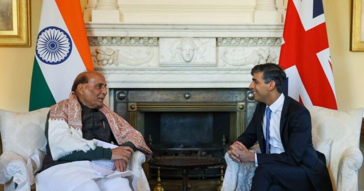 Bharat Defence Minister Rajnath Singh Meets UK PM Rishi Sunak in London