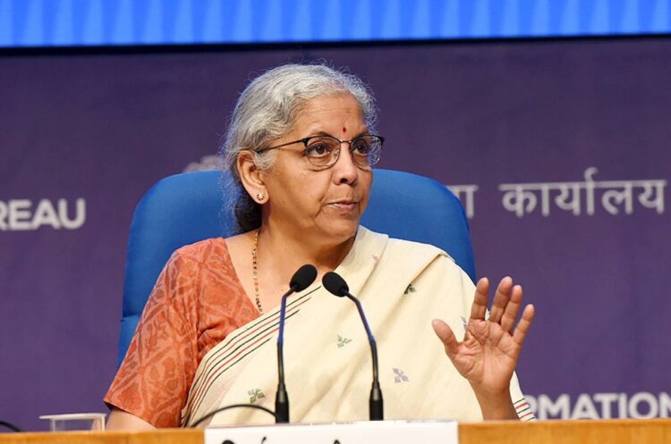 The Union Minister for Finance and Corporate Affairs, Smt. Nirmala Sitharaman briefing the media on Post 50th meeting of GST Council, in New Delhi on July 11, 2023.