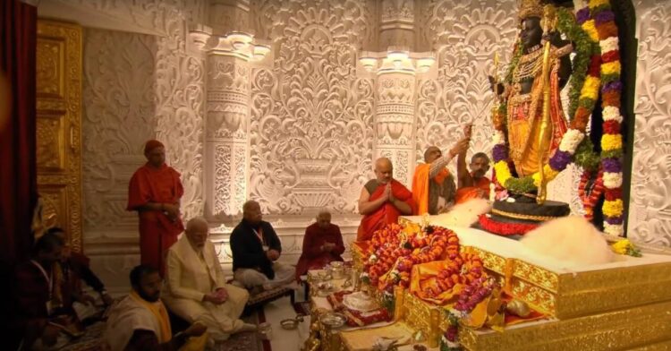 PM Modi Honors Temple Workers with Flower Petals in Ayodhya