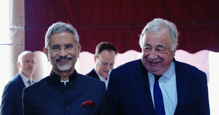 External Affairs Minister S Jaishankar and the visiting Chairman of the French Senate, Gerard Larcher on Tuesday held "a fruitful discussion on the Bharat-France strategic partnership".