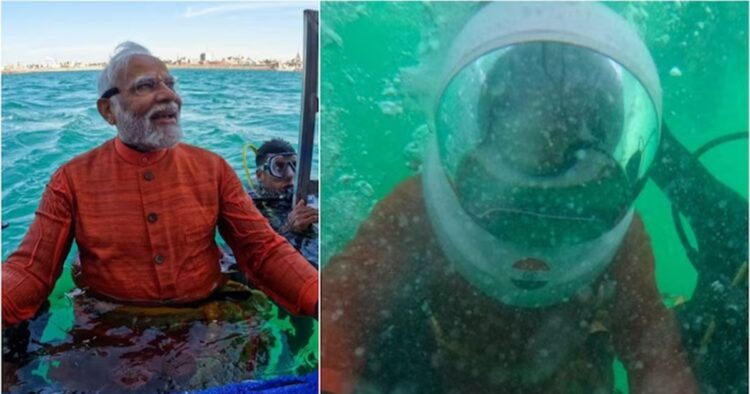 The pictures and videos of Prime Minister Narendra Modi paying respect to Lord Krishna underwater in the city of Dwarka on Sunday, his Ahir outreach during his two-day visit to Saurashtra.