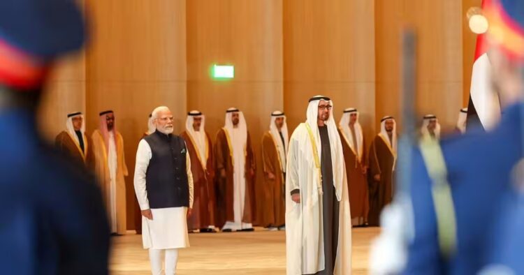 Prime Minister Narendra Modi arrived in the UAE on Tuesday on a two-day visit.