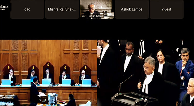 New Delhi, Mar 11 : Solicitor General Tushar Mehta speaks in the presence of the five-judge Constitution bench consisting of Chief Justice of India (CJI) Justice DY Chandrachud and Justices Sanjiv Khanna, BR Gavai, JB Pardiwala and Manoj Misra during the hearing of the application of the State Bank of India (SBI) seeking an extension of time till June 30 to submit the details of electoral bonds to the Election Commission of India (ECI), in New Delhi on Monday. The Supreme Court has dismissed the application of SBI and asked the bank to disclose the details by March 12.