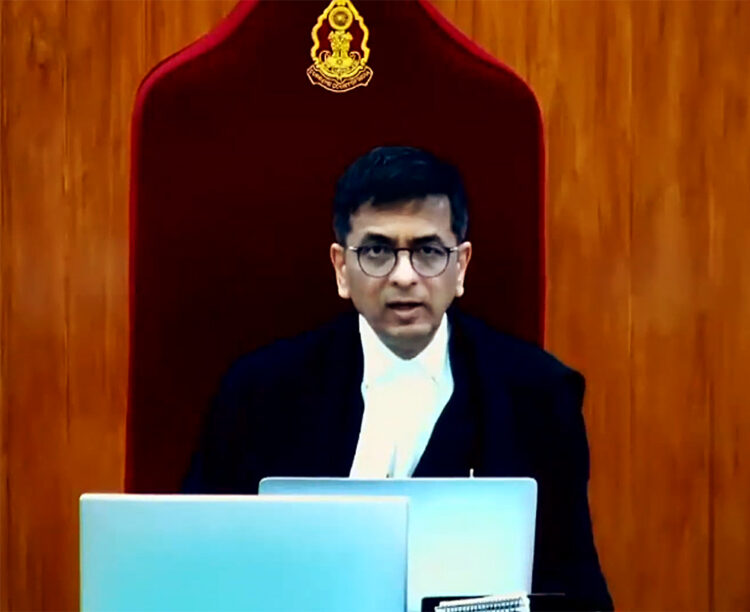 New Delhi, Mar 15 (ANI): Chief Justice of India (CJI) Justice DY Chandrachud during a hearing on SBI's Electoral Bonds, in New Delhi on Friday. (ANI Photo)