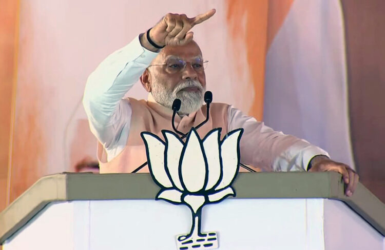 Meerut, Mar 31  Prime Minister Narendra Modi addresses the public meeting ahead of Lok Sabha elections, in Meerut on Sunday.