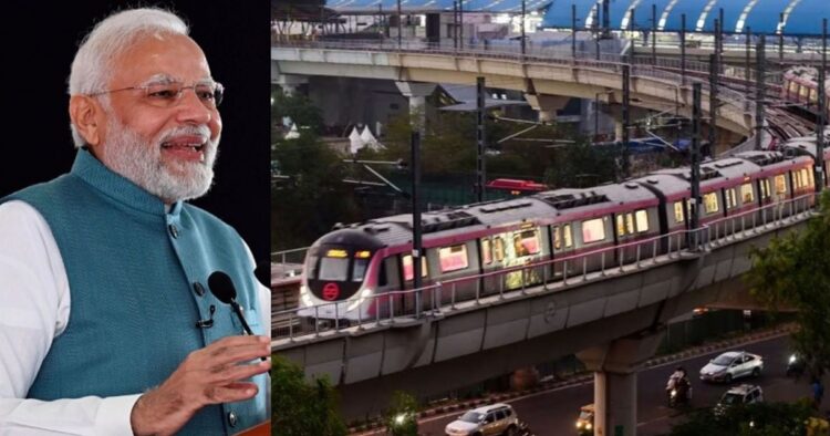 Prime Minister Narendra Modi laid the foundation stone of two additional corridors of Delhi Metro's Phase 4 during a programme at Jawaharlal Nehru Stadium here on Thursday.