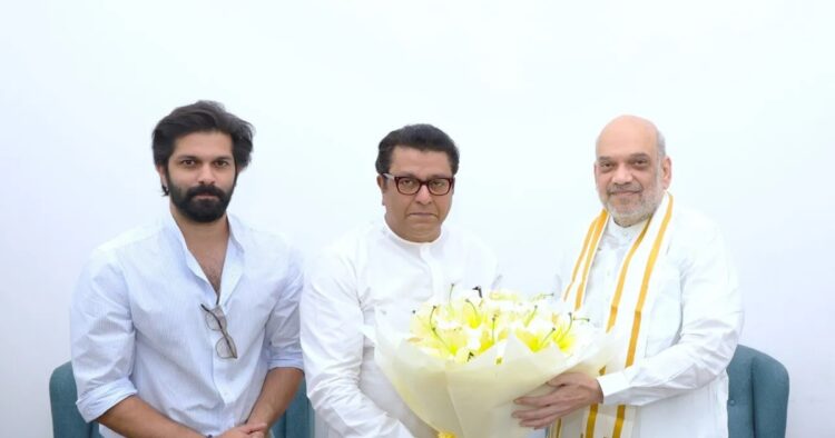 Raj Thackeray holds back-to-back meetings with BJP National General Secretary Vinod Tawde and Union Home Minister Amit Shah in the national capital on Tuesday.