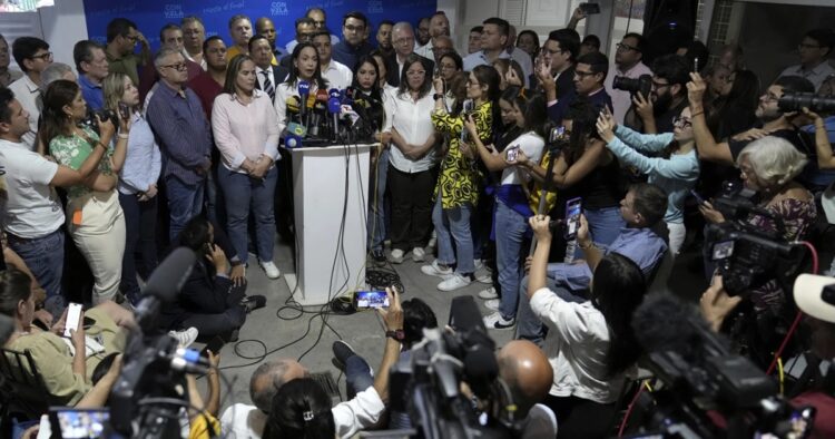 On Wednesday, Venezuela’s top prosecutor announced arrest warrants for the presidential campaign manager of opposition powerhouse Maria Corina Machado and eight other staffers, accusing them of involvement in a violent anti-government conspiracy.