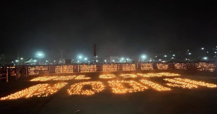 Golaghat Glows: 100,000 Diyas Illuminate Welcome for PM Modi in Assam