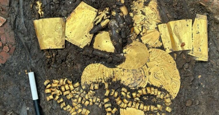 Ancient Tomb of Elite Leader Unearthed, Brimming with Gold and Sacrificial Offerings