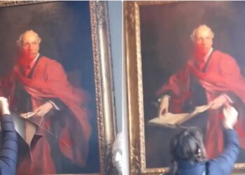 Pro-Palestinian Activist Vandalizes Painting of British Author of Jewish Homeland Declaration