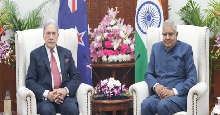 Winston Peters, New Zealand's Deputy Prime Minister, Meets with Vice President Jagdeep Dhankhar