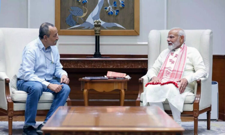 New Delhi, Apr 08: Prime Minister Narendra Modi during an interview with The Assam Tribune, on Monday.