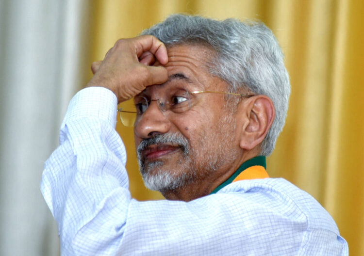 Bikaner, Apr 10 : External Affairs Minister S Jaishankar during a press conference, in Bikaner on Wednesday.