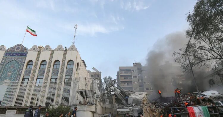 On Monday, Israeli air strikes destroyed the Iranian embassy's consular annex in Damascus, Syrian and Iranian officials said, with a top Revolutionary Guard commander among seven members the force said were killed, amid worsening regional tensions.