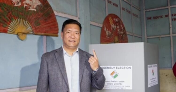 Arunachal Pradesh Chief Minister Pema Khandu exercised his franchise in the first phase of Lok Sabha and State Assembly elections at a polling station in Tawang.Arunachal Pradesh Chief Minister Pema Khandu exercised his franchise in the first phase of Lok Sabha and State Assembly elections at a polling station in Tawang.