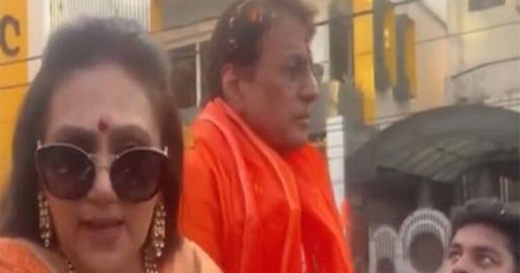 Arun Govil, BJP leader and candidate from Meerut Lok Sabha and his 'Ramayana' co-star Dipika Chikhlia Topiwala held a roadshow in Meerut, Uttar Pradesh on Tuesday as part of the BJP's ongoing election campaign for the Lok Sabha polls.