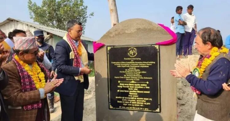 Bharatiya Embassy Official Lays Foundation Stone for School in Sankhuwasabha, Nepal, Funded by Bharatiya Assistance