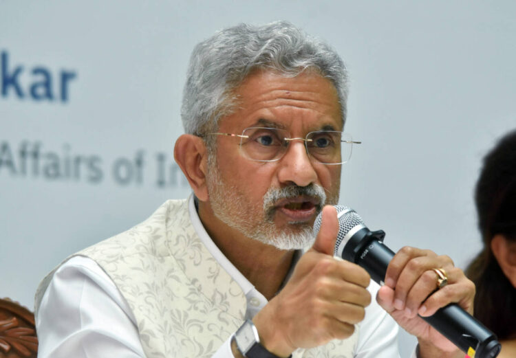 Mumbai, May 13 : External Affairs Minister S Jaishankar addresses a media conference regarding the Indian Capital Market 'Road map for Viksit Bharat', at the National Stock Exchange (NSE) Plaza, in Mumbai on Monday.