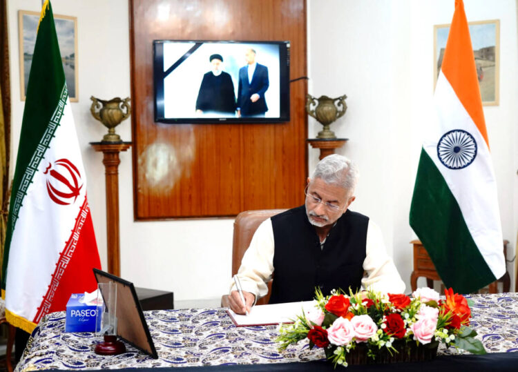 New Delhi, May 21 : External Affairs Minister Dr S Jaishankar writes the condolence message on the tragic passing away of Iranian President Ebrahim Raisi and Foreign Minister Hossein Amir-Abdollahian, at the Embassy of Iran in New Delhi on Tuesday.