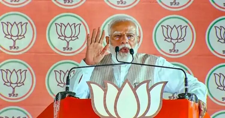 On Wednesday Prime Minister Narendra Modi threw an open challenge to Congress in Gujarat’s Banaskantha, asking them to give it in writing that they would never change Bharat’s constitution and hand out quotas along religious lines.