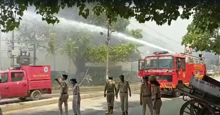 many shanties were demolished in a massive broke out in the slum area near Ganga Ghat in Patna, Bihar, triggering a series of gas cylinder explosions