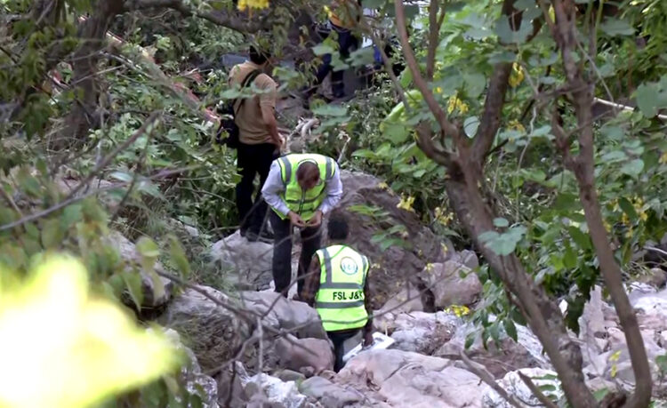 Reasi, June 10 : Indian Army conduct a search operation in the area where a  bus carrying pilgrims lost its control and fell into a gorge following an alleged terror attack, in Reasi