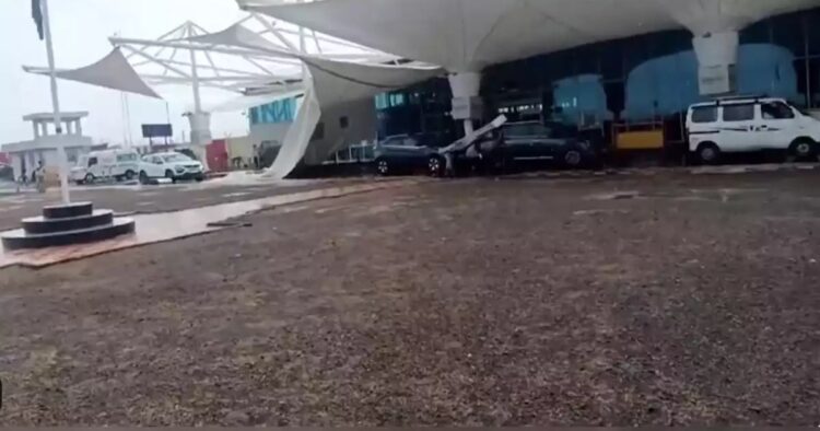 Canopy outside Rajkot airport collapses after heavy rain