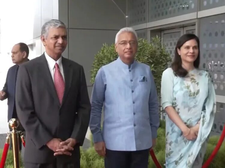 Mauritius Prime Minister Pravind Jugnauth touched down in the national capital Sunday morning