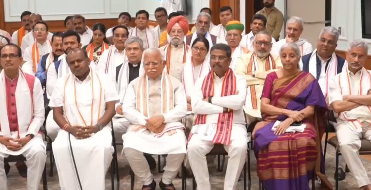 Ahead of his swearing-in ceremony, Prime Minister-designate Narendra Modi on Sunday, interacted with members of Parliament who are likely to be inducted into his Cabinet and Council of Ministers.