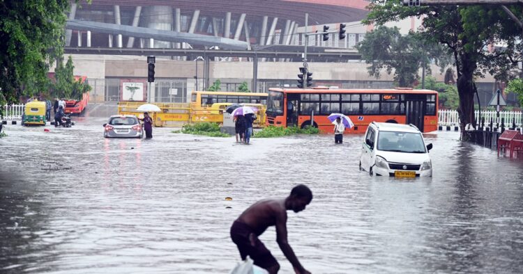 Light intensity rain lashed many parts of Delhi and its adjoining areas, including Gurugram, on Friday, bringing the temperature down.