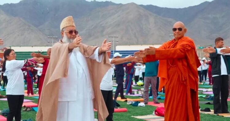 Multi-faith leaders participated in the 10th UN International Day of Yoga in Leh, Ladakh, under the banner of the Indian Minorities Foundation and praised Prime Minister Narendra Modi for his initiative to take yoga to the world and make it a global phenomenon.