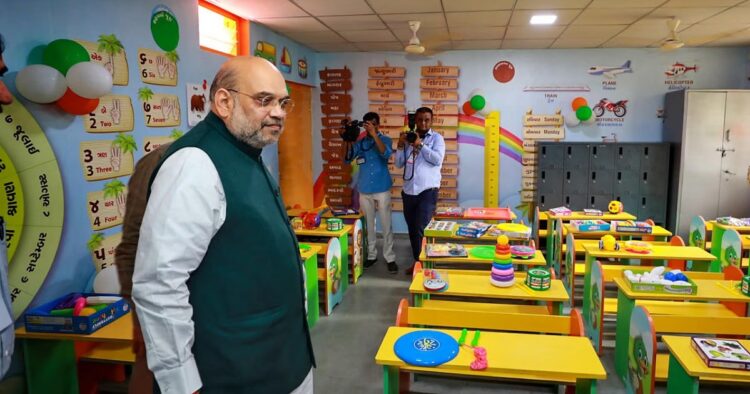 Union Home Minister Amit Shah on Friday visited Ahmedabad in Gujarat for the e-inauguration of 30 smart schools developed by the Amdavad Municipal Corporation (AMC) in Naranpura and said the work of converting all the schools into smart schools is almost complete.