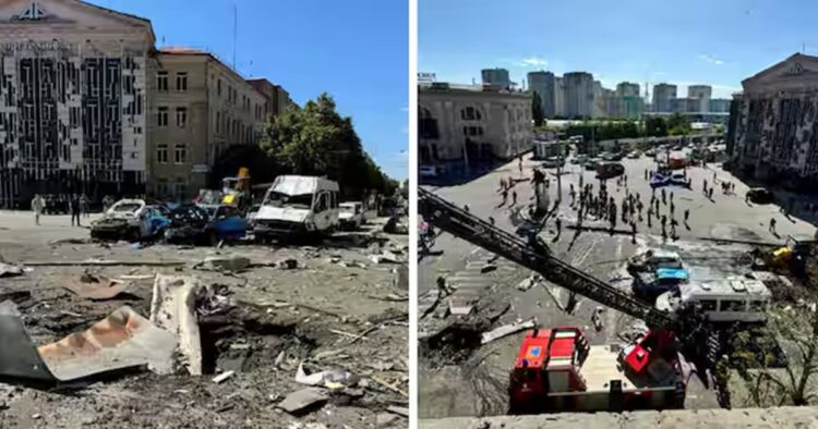 Three people were killed and 52 others injured after Russian guided bombs hit an apartment building in Ukraine’s second-largest city of Kharkiv, on Saturday.