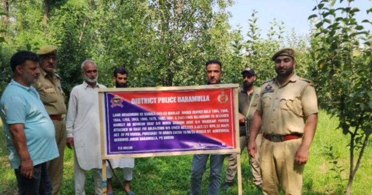 Police attached properties worth crores of Pakistan-based five terror handlers in north Kashmir’s Baramulla.