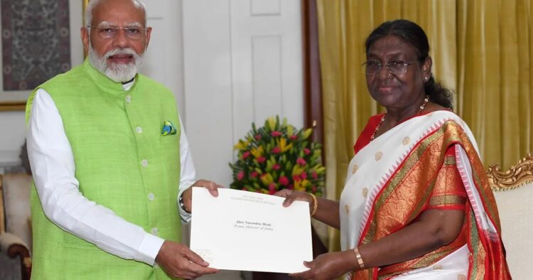 After handing over the resolution to dissolve 17th Lok Sabha to the President Droupadi Murmu, Prime Minister Narendra Modi has left from Rashtrapati Bhawan.