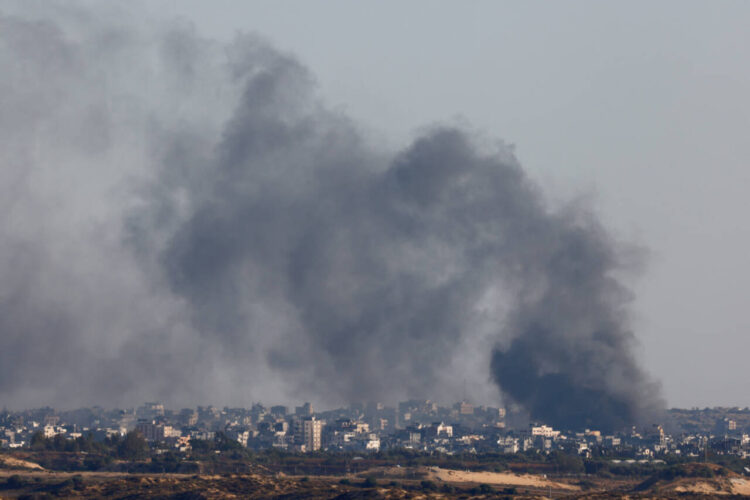 Smoke rises following an explosion in Gaza, amid the ongoing conflict between Israel and the Palestinian Islamist group Hamas, near the Israel-Gaza border, as seen from Israel, May 30, 2024. REUTERS