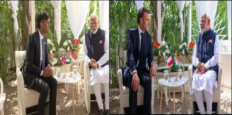 PM Modi Holds Bilateral Meetings with UK PM Rishi Sunak and French President Emmanuel Macron on Sidelines of G7 Summit