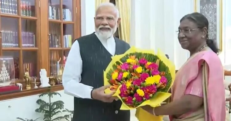 PM Modi Meets President Murmu, Claims Mandate to Form New Government