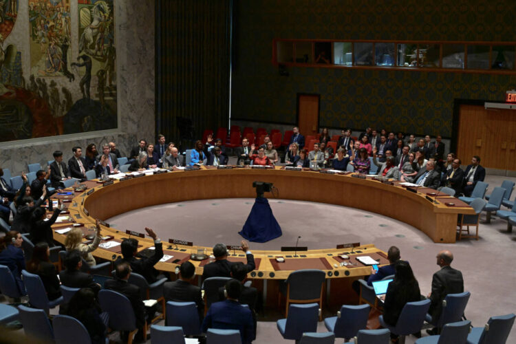 Members of the U.N. Security Council vote on a U.S.-drafted resolution backing a proposal outlined by U.S.President Joe Biden for a ceasefire between Israel and Palestinian militants Hamas in the Gaza Strip, at U.N. headquarters in New York City, U.S., June 10, 2024. REUTERS