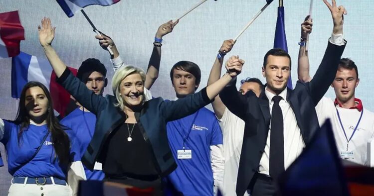 Marine Le Pen’s National Rally (RN) has emerged as the frontrunner in the recent French National Assembly elections, securing 33.15 % of the votes in the first round, as per preliminary results from the interior ministry.